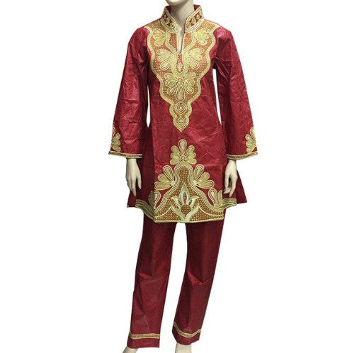 Lady Riche Bazin Dashiki With Trousers Brocade Long Sleeves