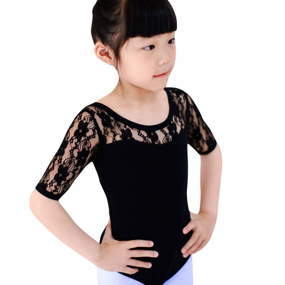 Ballet Dance Dress Lace Half Sleeve Gymnastics Leotard