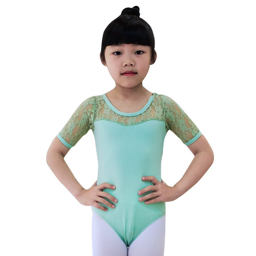 Ballet Dance Dress Lace Half Sleeve Gymnastics Leotard