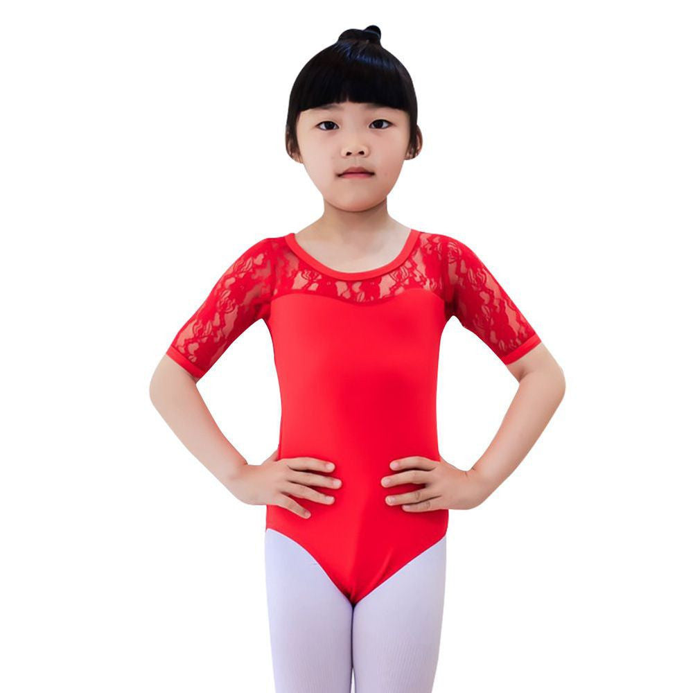 Ballet Dance Dress Lace Half Sleeve Gymnastics Leotard