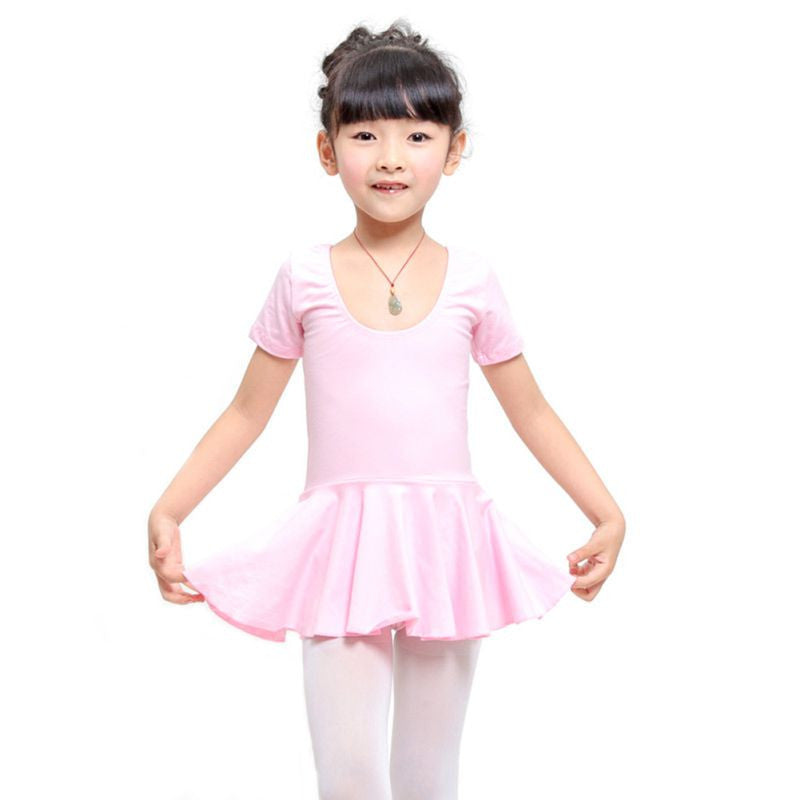 Short Sleeve Leotard Gymnastics Cotton Ballet Dance Dress