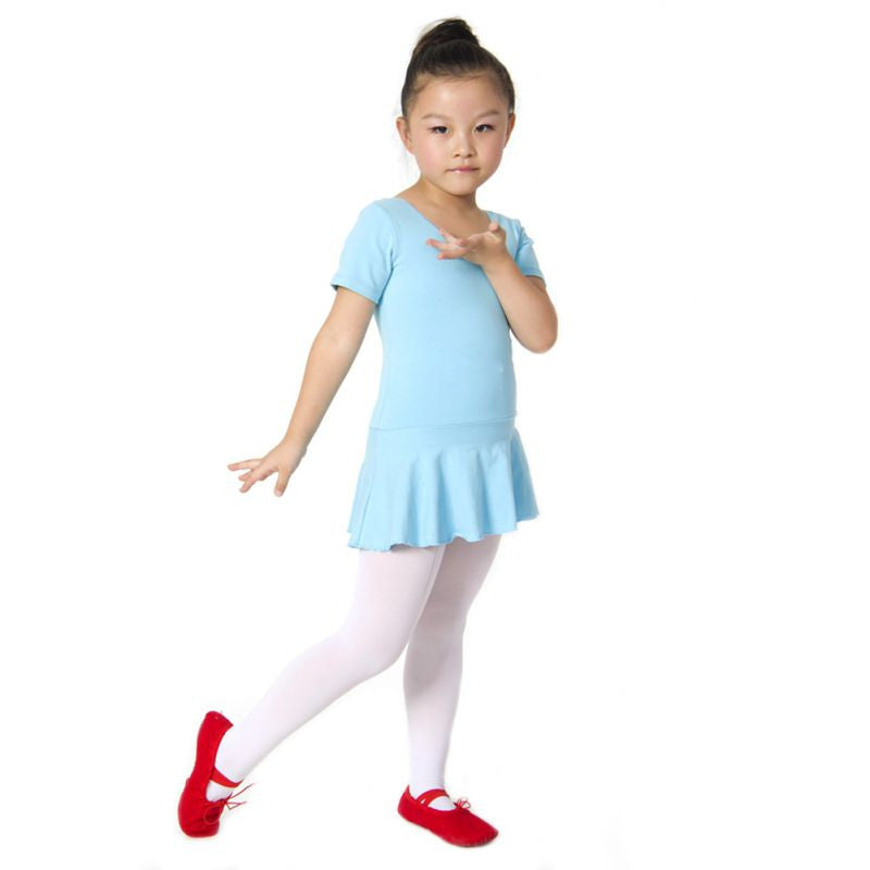 Short Sleeve Leotard Gymnastics Cotton Ballet Dance Dress