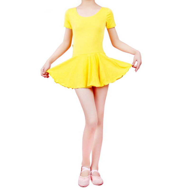 Short Sleeve Leotard Gymnastics Cotton Ballet Dance Dress