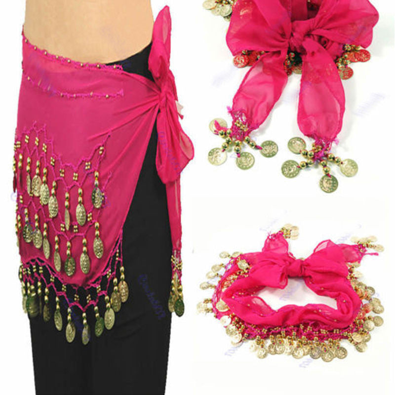 Cute Belly Dance Hip Chiffon Skirt Scarf Wrap Belt