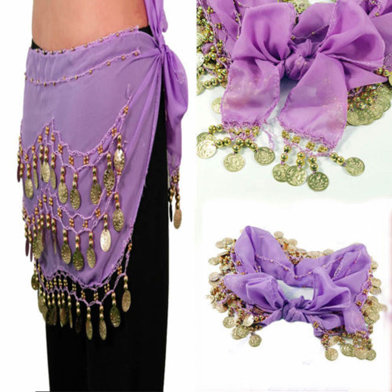 Cute Belly Dance Hip Chiffon Skirt Scarf Wrap Belt