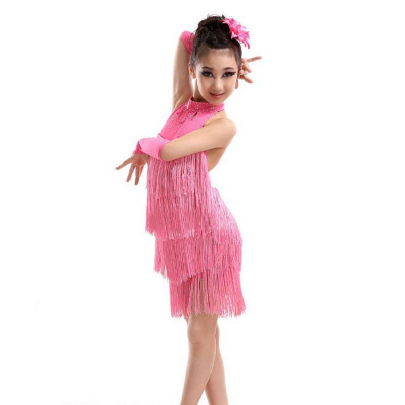 Kids Tasseled Ballroom Latin Salsa Dancewear