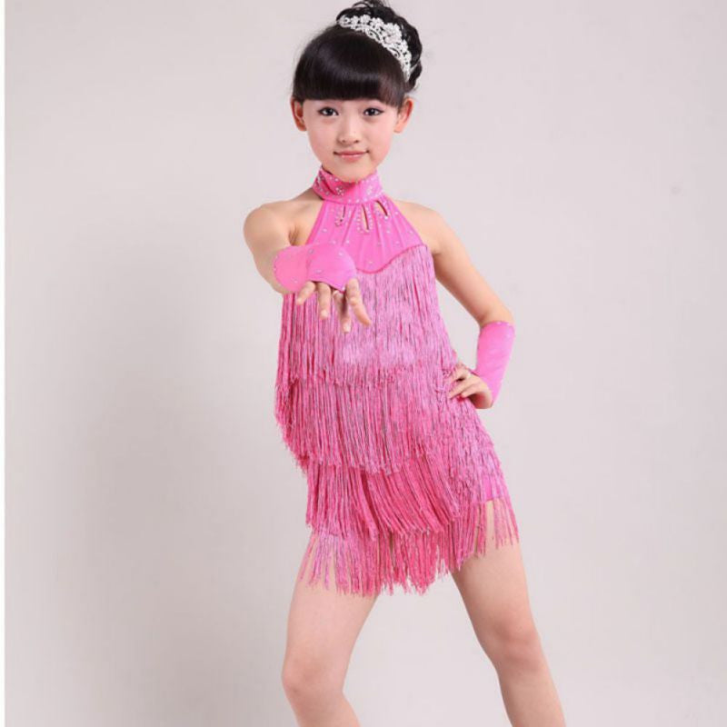 Kids Tasseled Ballroom Latin Salsa Dancewear