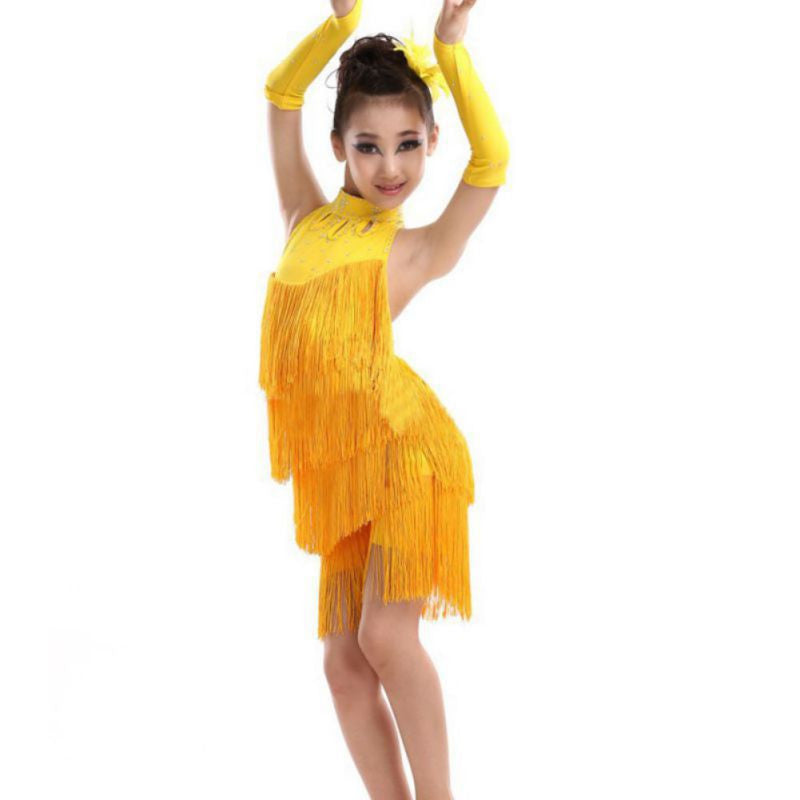 Kids Tasseled Ballroom Latin Salsa Dancewear