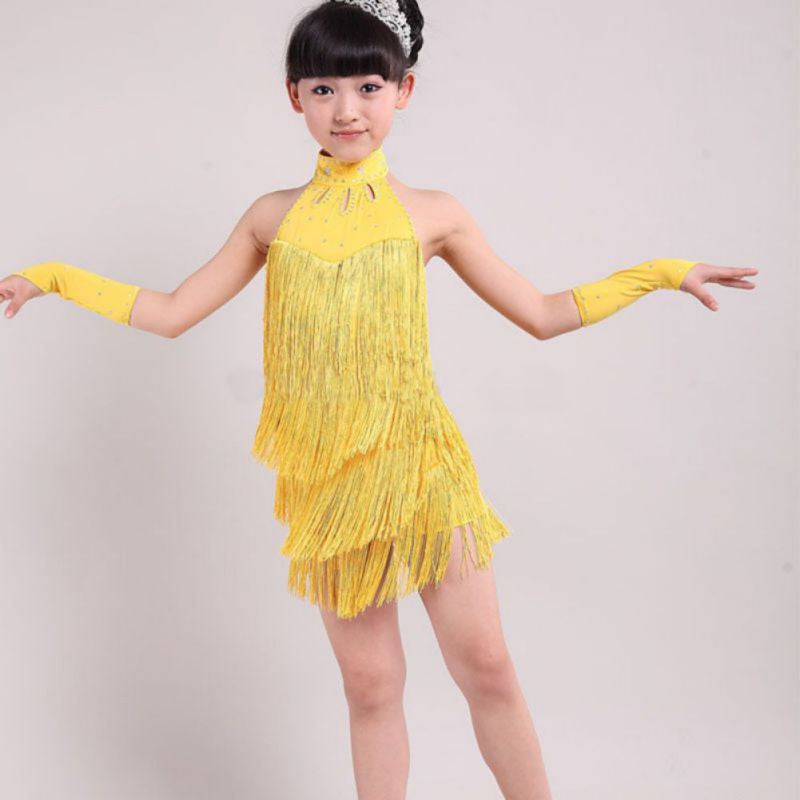 Kids Tasseled Ballroom Latin Salsa Dancewear