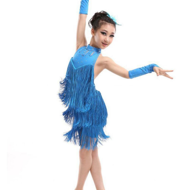 Kids Tasseled Ballroom Latin Salsa Dancewear