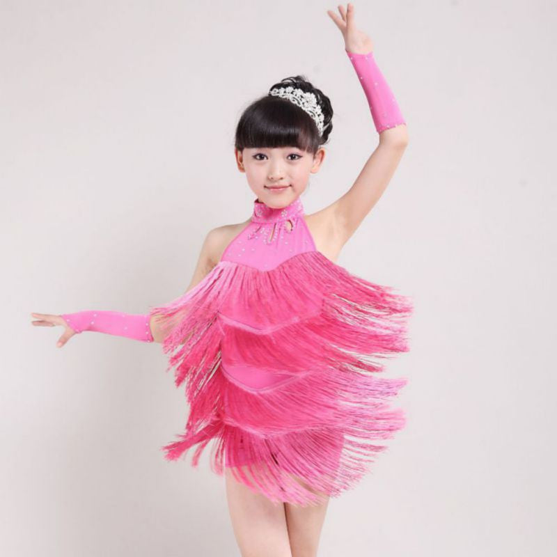 Kids Tasseled Ballroom Latin Salsa Dancewear