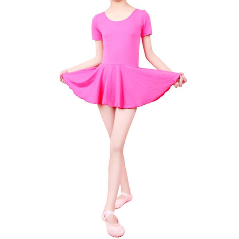 Short Sleeve Leotard Gymnastics Cotton Ballet Dance Dress