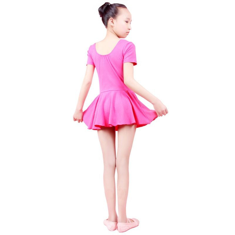 Short Sleeve Leotard Gymnastics Cotton Ballet Dance Dress