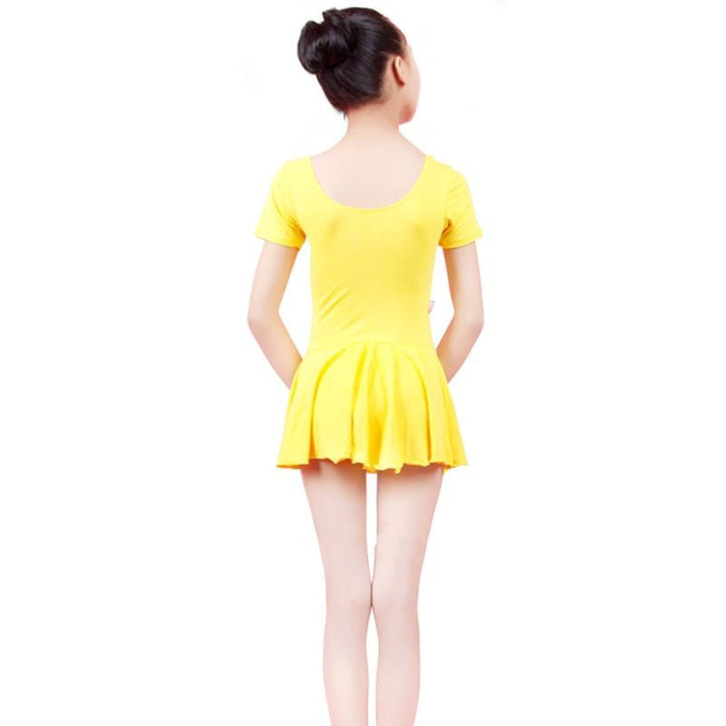 Short Sleeve Leotard Gymnastics Cotton Ballet Dance Dress