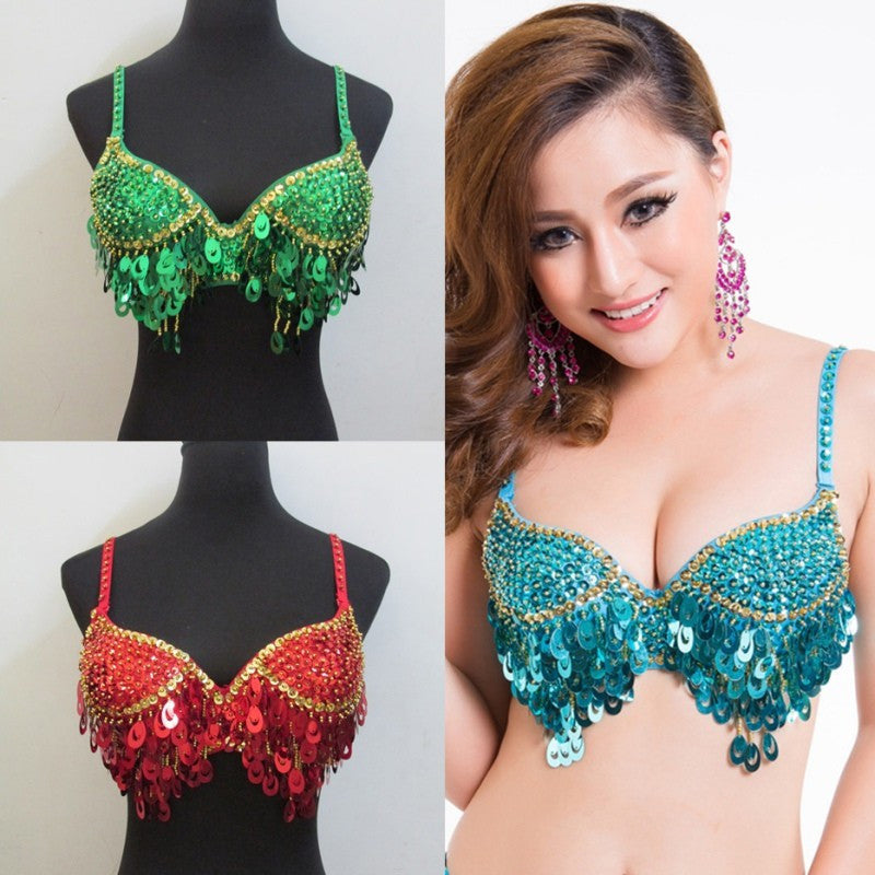 Twinkling Sequined Belly Dance Bra Top Beaded