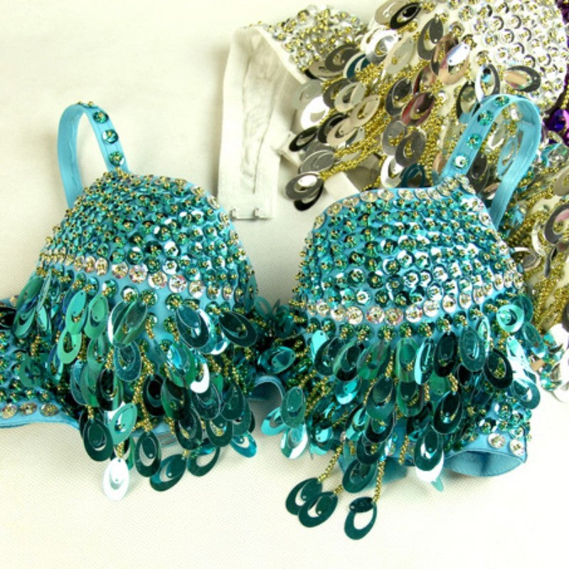 Twinkling Sequined Belly Dance Bra Top Beaded