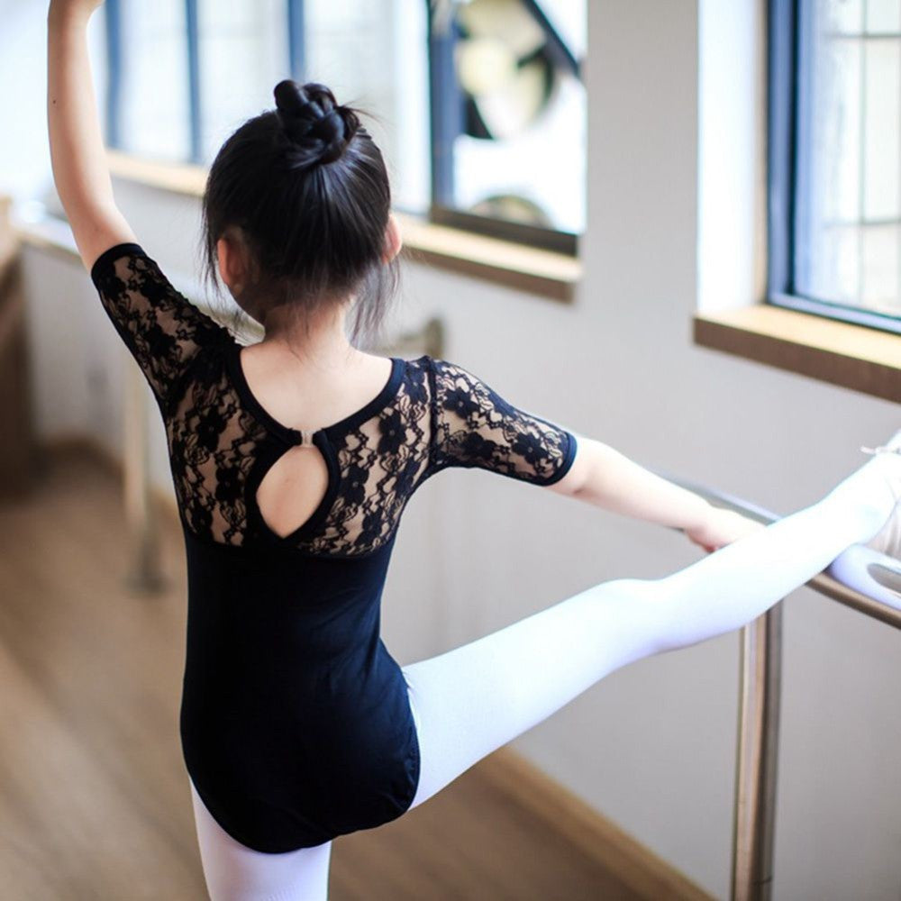 Ballet Dance Dress Lace Half Sleeve Gymnastics Leotard