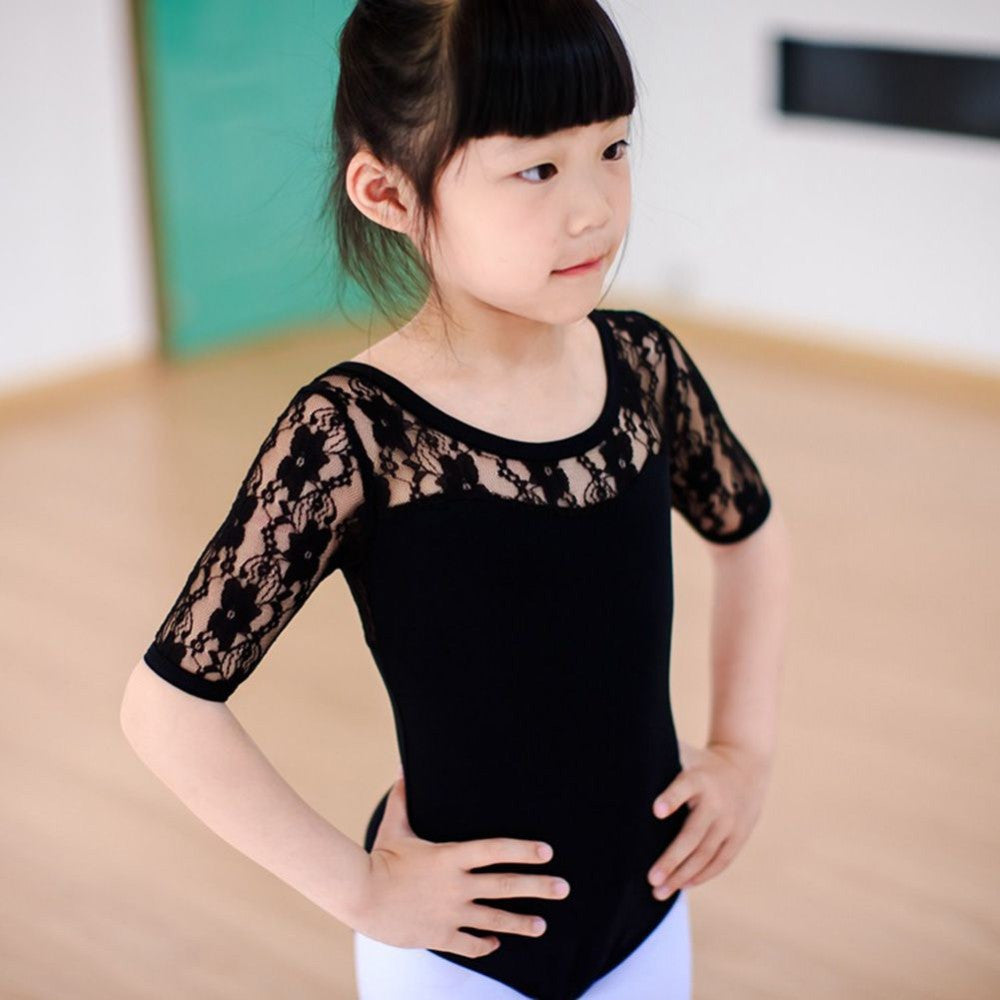 Ballet Dance Dress Lace Half Sleeve Gymnastics Leotard