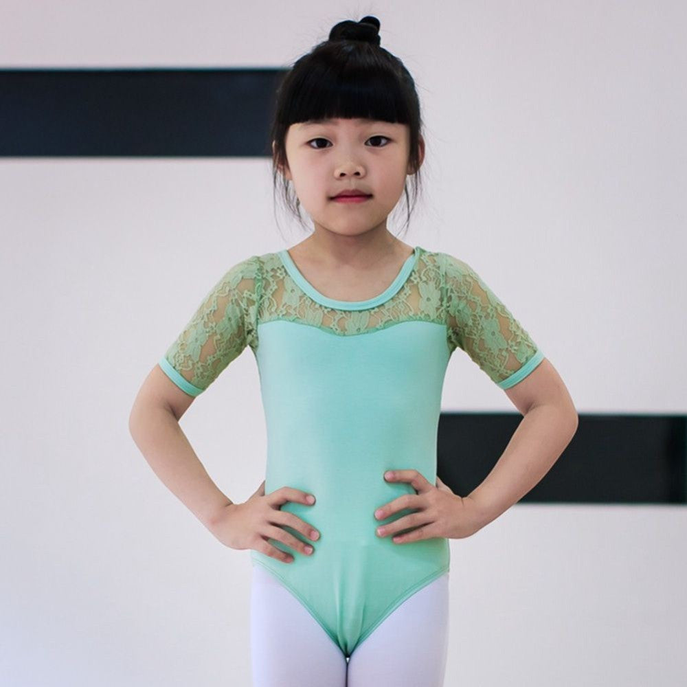 Ballet Dance Dress Lace Half Sleeve Gymnastics Leotard