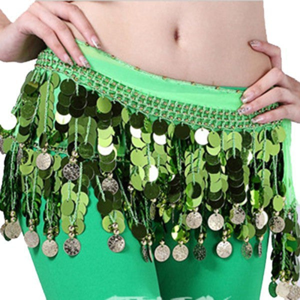 Belly Dance Hip Scarf Wrap Sequins Belt Coin Chiffon Skirt