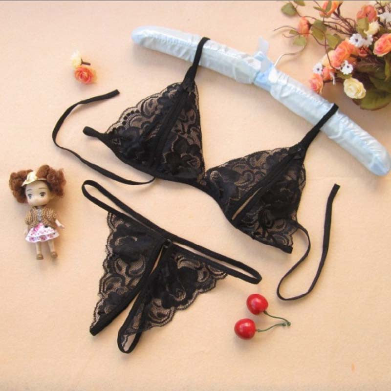 Transparent Open File Milk Lace Sexy Underwear Bra + T Pants