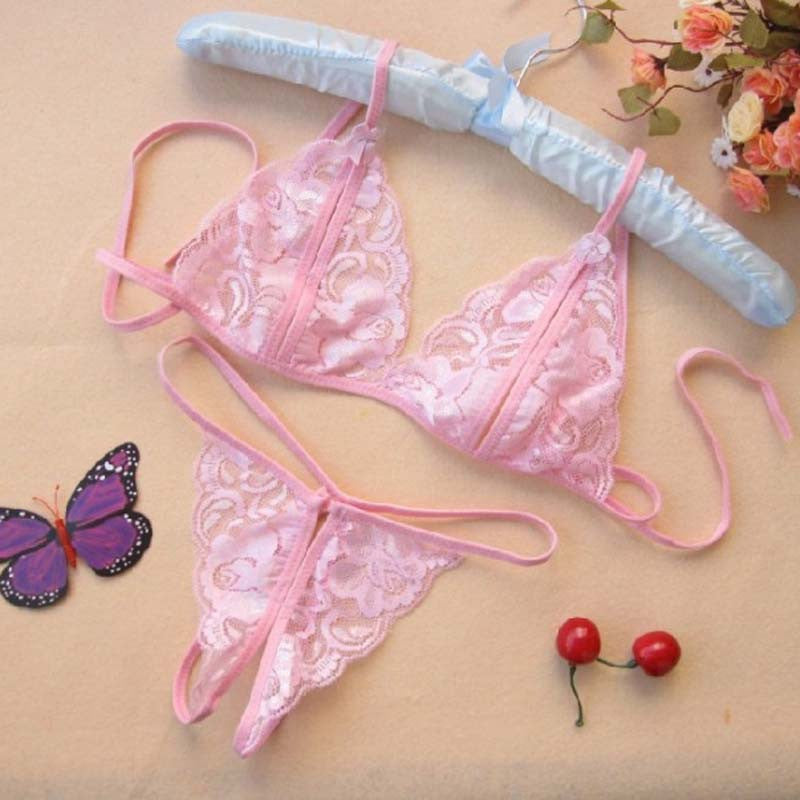 Transparent Open File Milk Lace Sexy Underwear Bra + T Pants